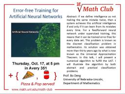 Math Club: Error-free Training for Artificial Neural Networks