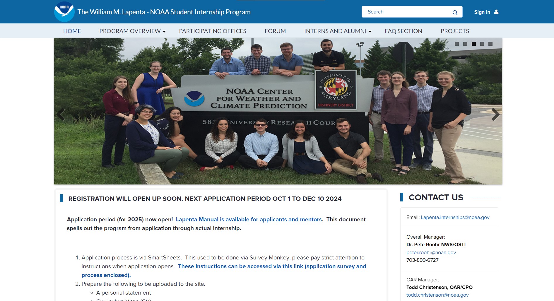 The William M. Lapenta - NOAA Student Internship Program