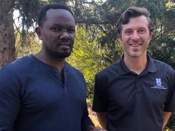 Samuel Nshutiyayesu (on left), a doctoral candidate in Agronomy, and Daniel Uden (on right), a professor in range and forage sciences in the School of Natural Resources. 