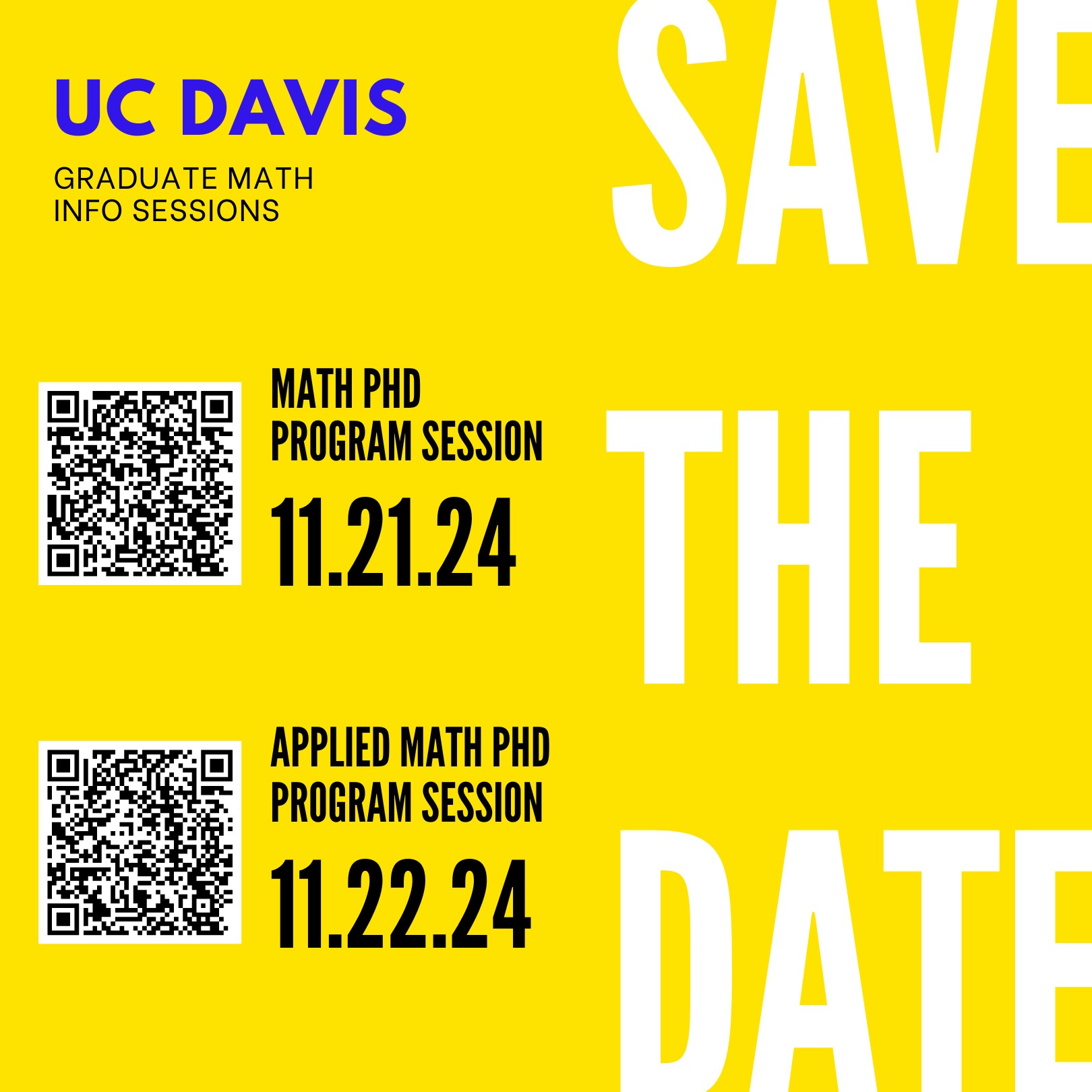 UC Davis Math/Applied Math PhD Program Virtual Information Sessions