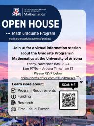 University of Arizona Graduate Program in Mathematics Open House