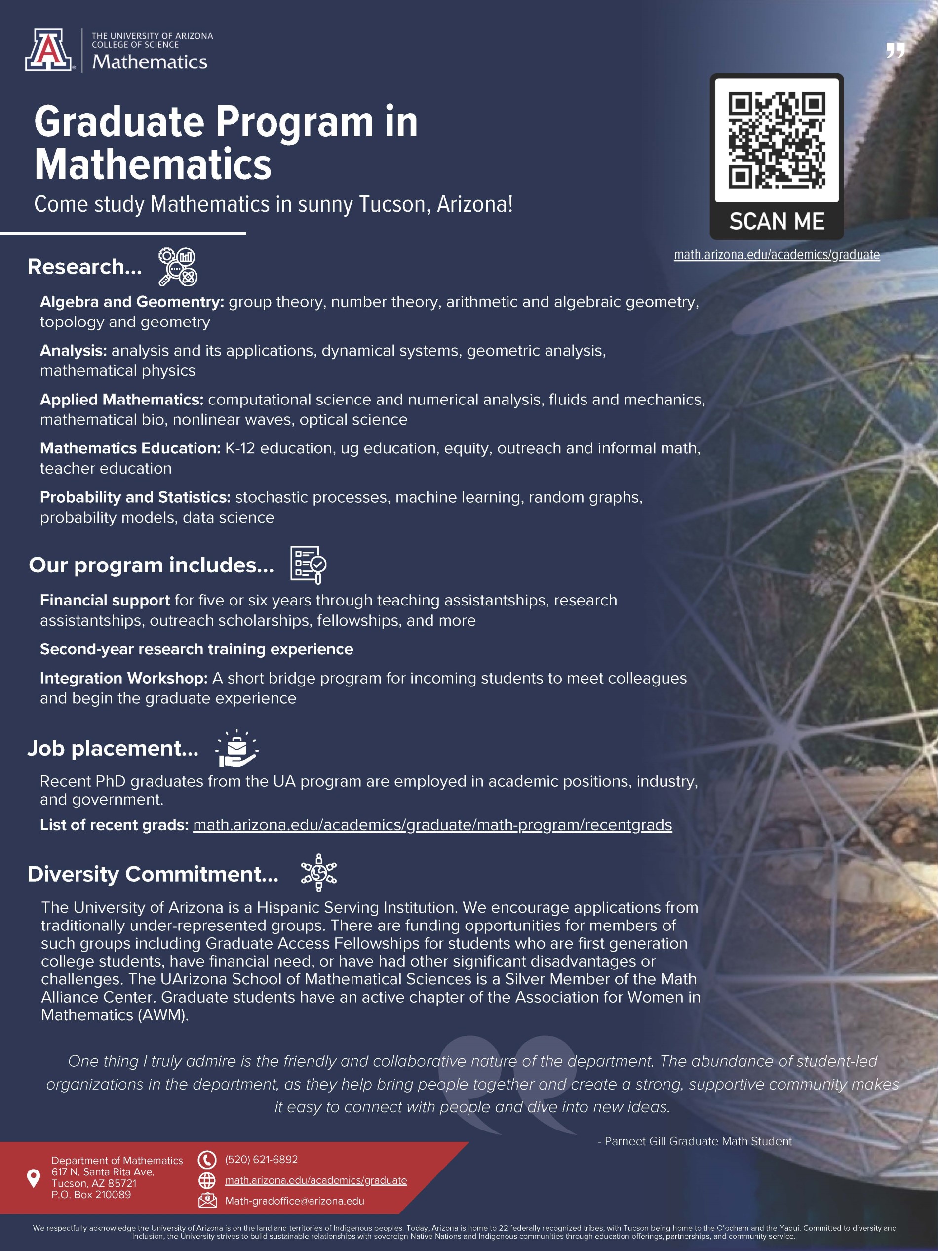 University of Arizona Graduate Program in Mathematics