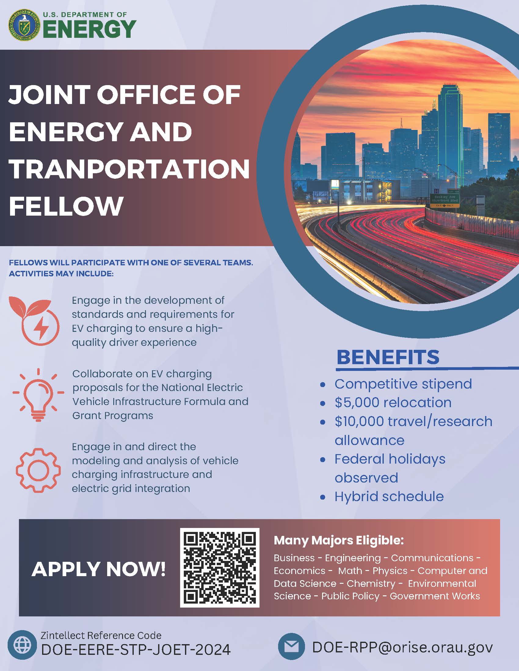 Apply Today! Joint Office of Energy and Transportation (JOET) Fellow