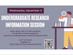 If you're interested in learning more about undergraduate research opportunities, attend the information session on Wednesday, Dec. 4 at noon via Zoom.