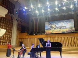 Dance alumna Dieu Thao Duong, Professor of Cello Karen Becker, Music alumna Madeline Rogers and Assistant Professor of Voice Suna Gunther perform at the Vietnam National Academy of Music on Oct. 19. Courtesy photo.