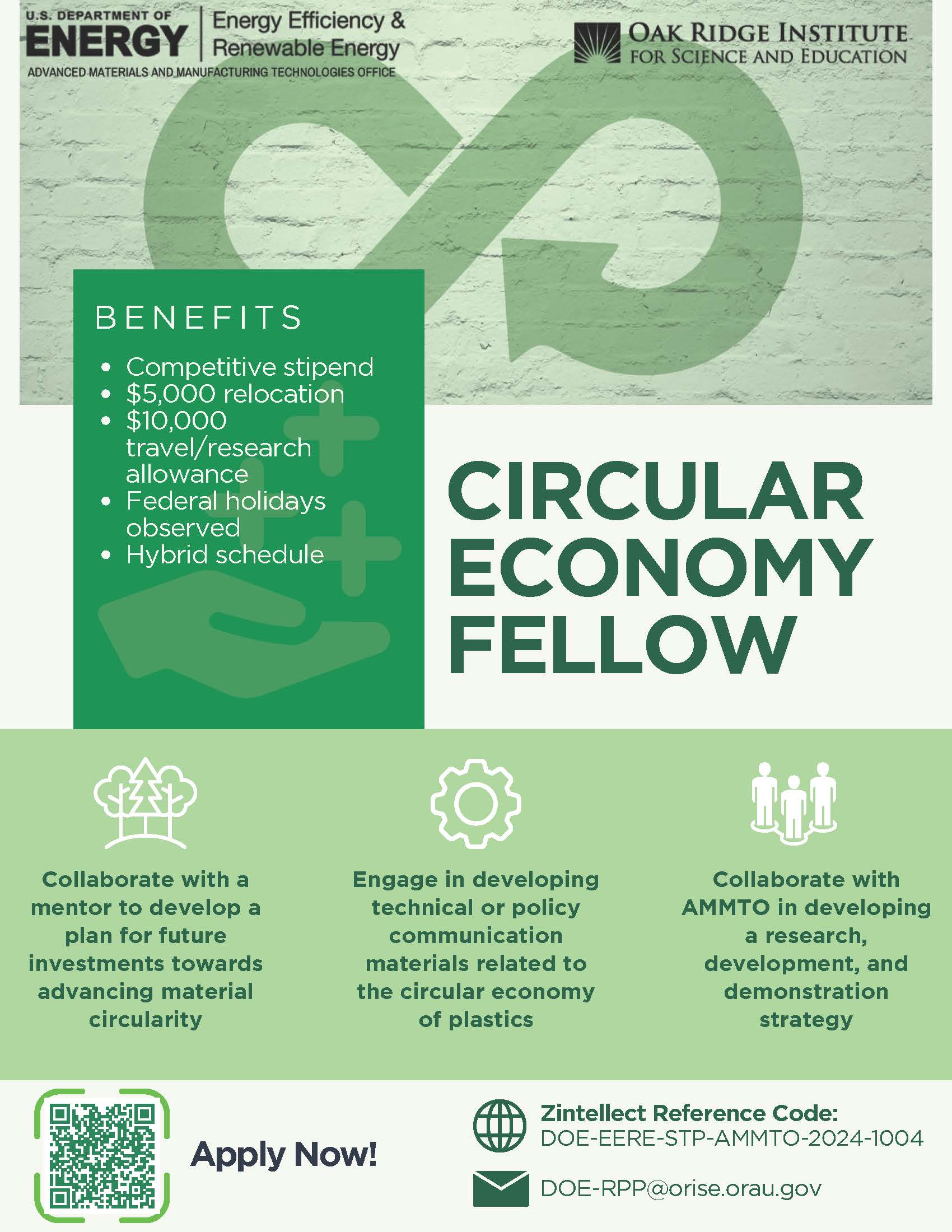 Apply Today! Circular Economy Fellow with the U.S. Department of Energy