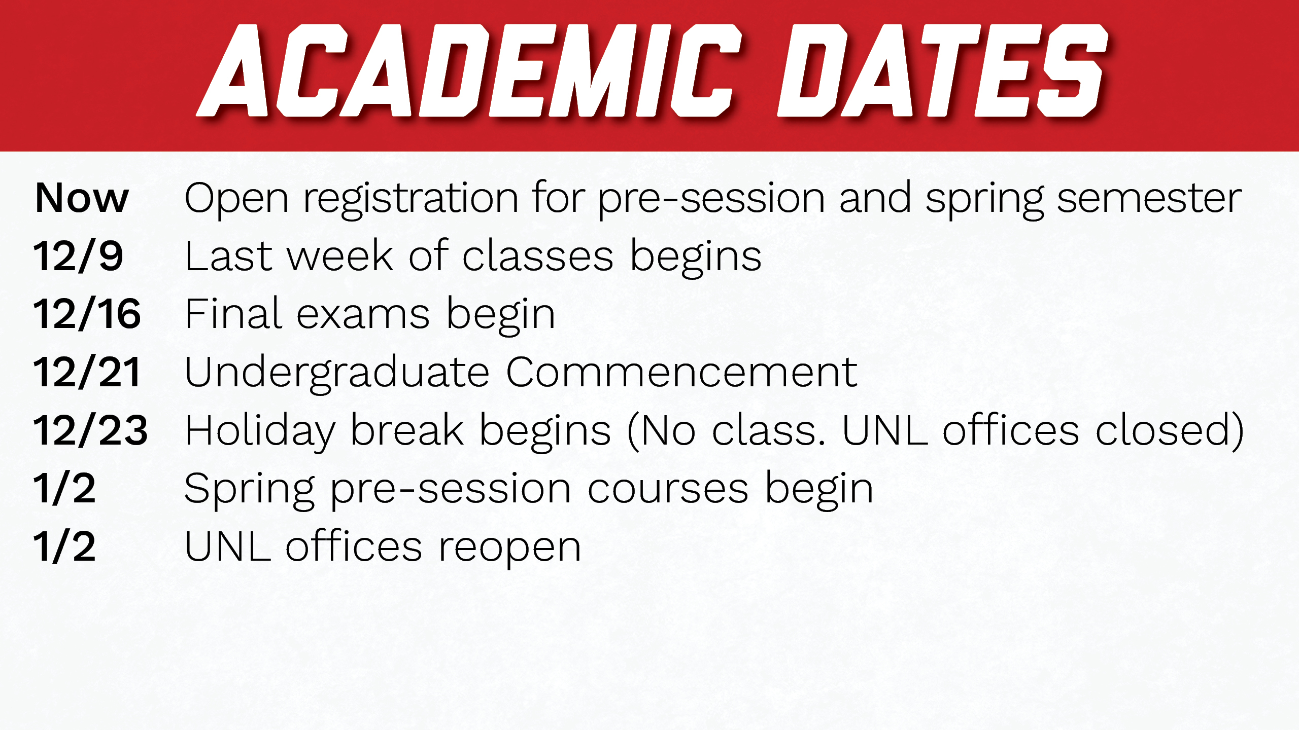 Academic Calendar