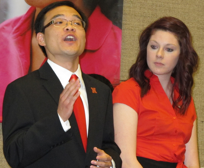 Jiajun (Abe) Xu and Beth Barmettler of UNL SIFE presentation team