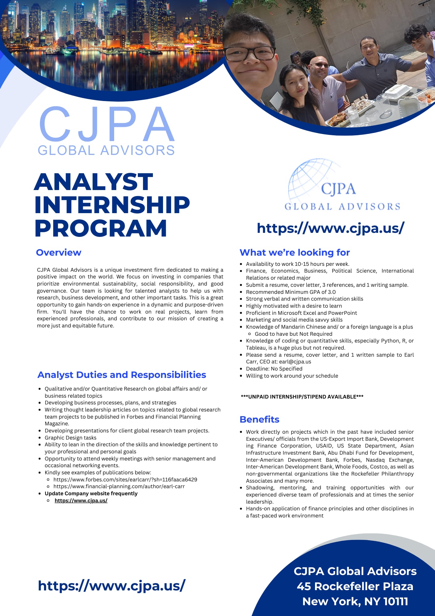 Analyst Internship Program