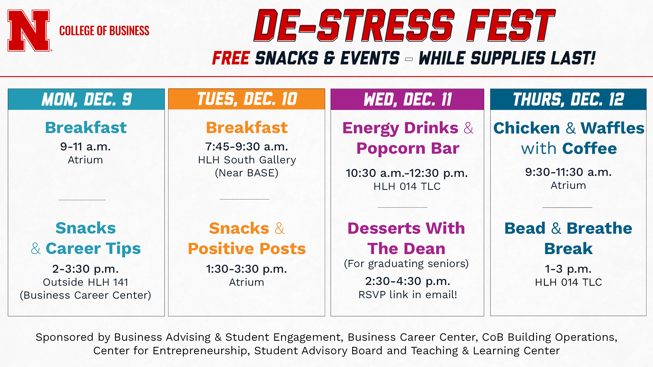 De-Stress With Free Snacks & Events