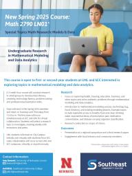 New Spring 2025 Course: Undergraduate Research in Mathematical Modeling and Data Analytics (MATH 191)