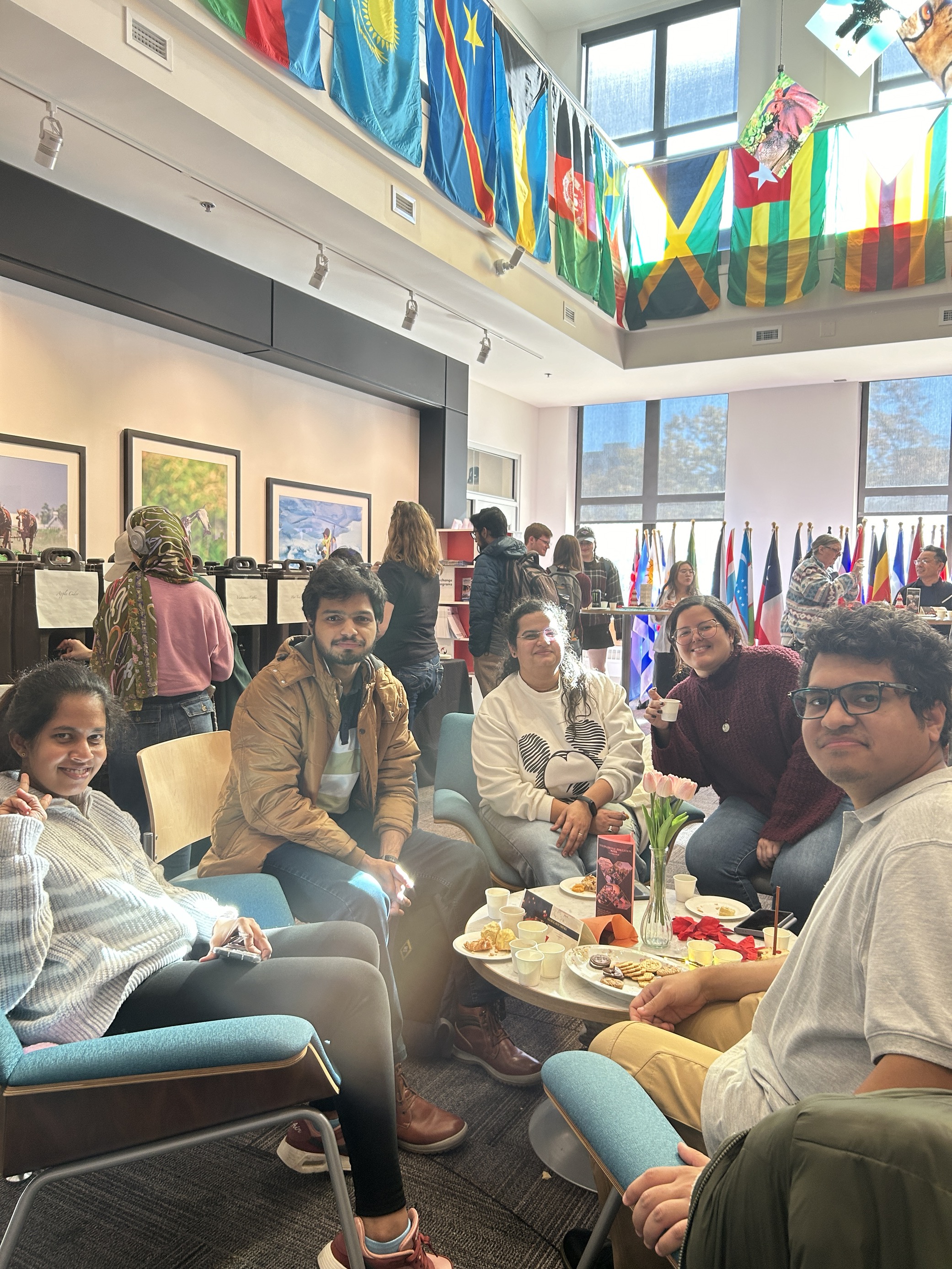 Students attending Global Hot Drinks at ISSO