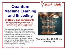 NEMO Lab Presentation: Quantum Machine Learning and Encoding