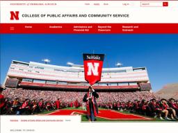 Homepage for College of Public Affairs and Community Service, showing commencement ceremonies in Memorial Stadium