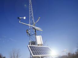 A Nebraska Mesonet station stands on the University of Nebraska–Lincoln’s East Campus. Photo by Craig Chandler | University Communication and Marketing