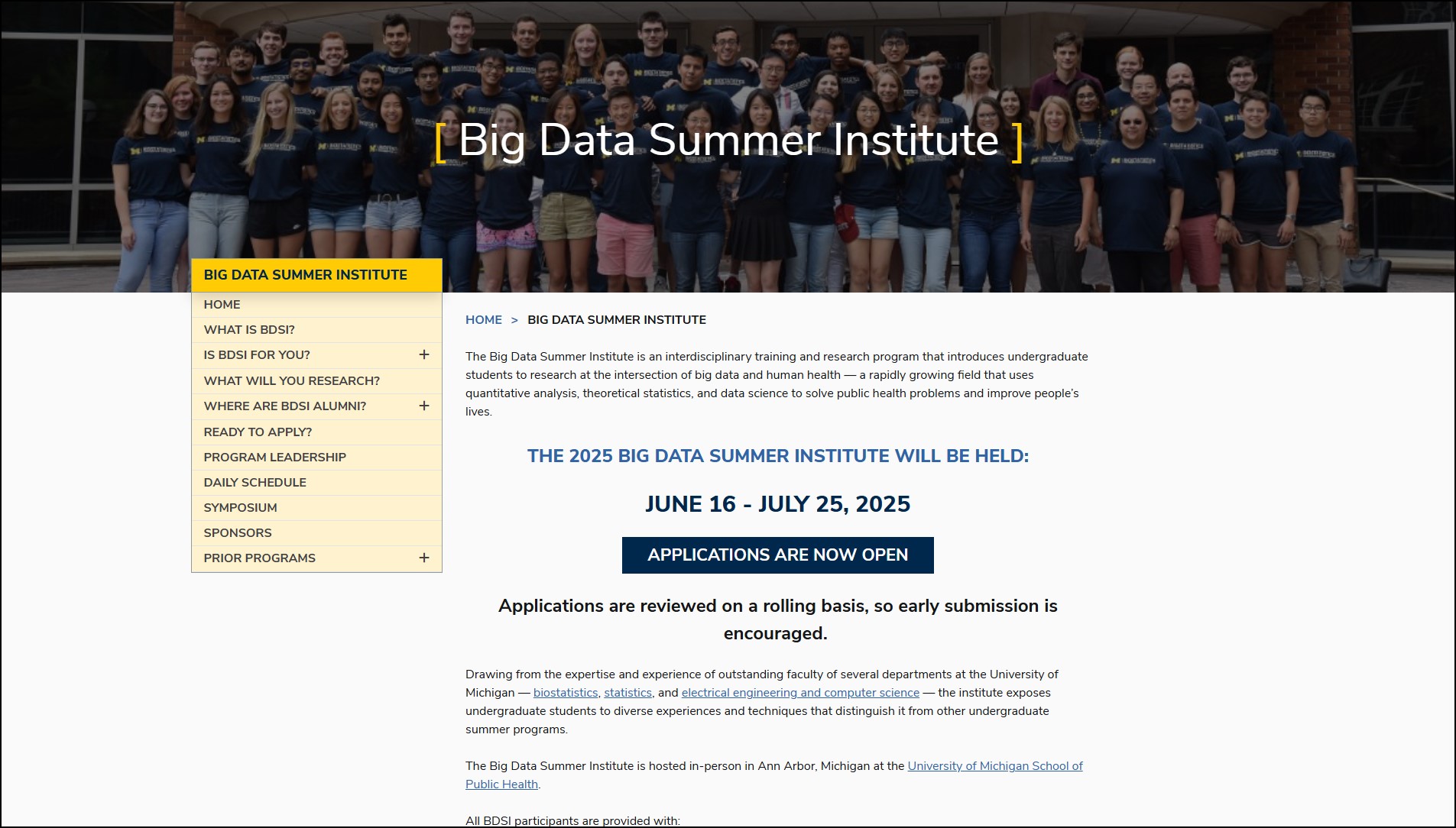 2025 UM Big Data Summer Institute - Apply Now!