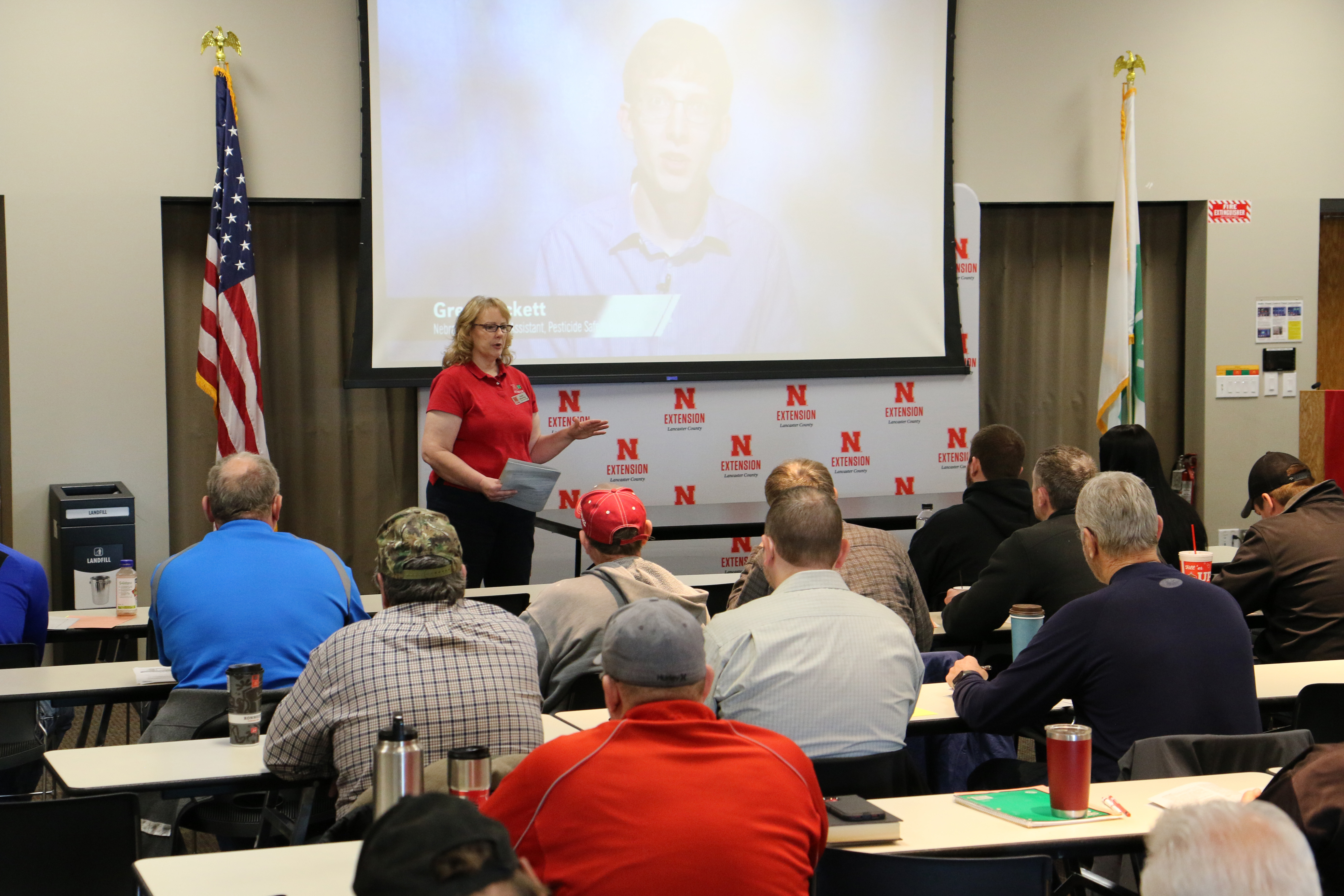 Extension Educator Sarah Browning presenting at a Commercial/Noncommercial Pesticide Applicator Training