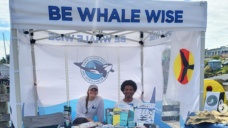 Darian Pierre (on right) takes part in Dock Talk and the Soundwatch Boater Education Program.