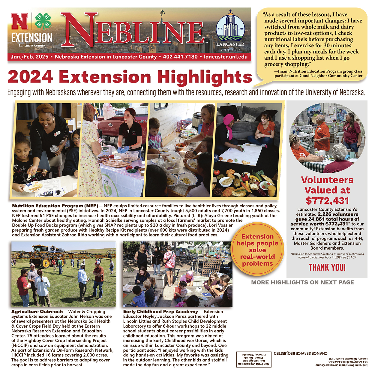 Front page of 2024 Extension Highlights print version