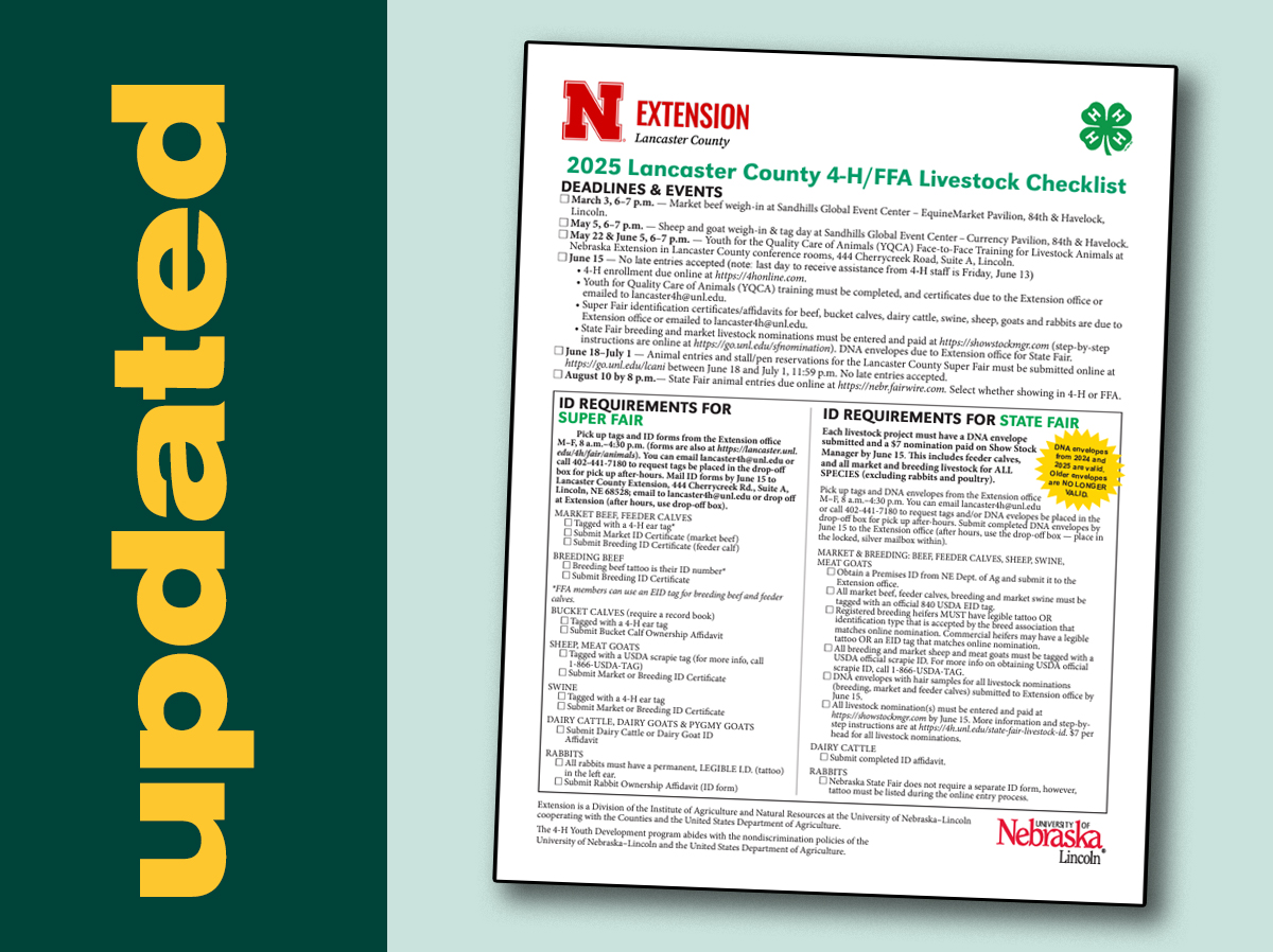 4-H/FFA Livestock Requirements updated for 2025