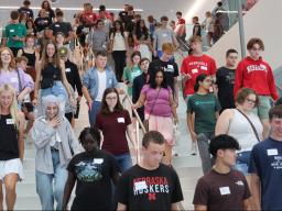 Students in Kiewit Hall, home to the new Nebraska Engineering Inclusive Excellence Center.