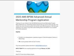 2025 AMS Board for Private Sector Meteorologists (BPSM) Advanced Annual Mentorship Program Application