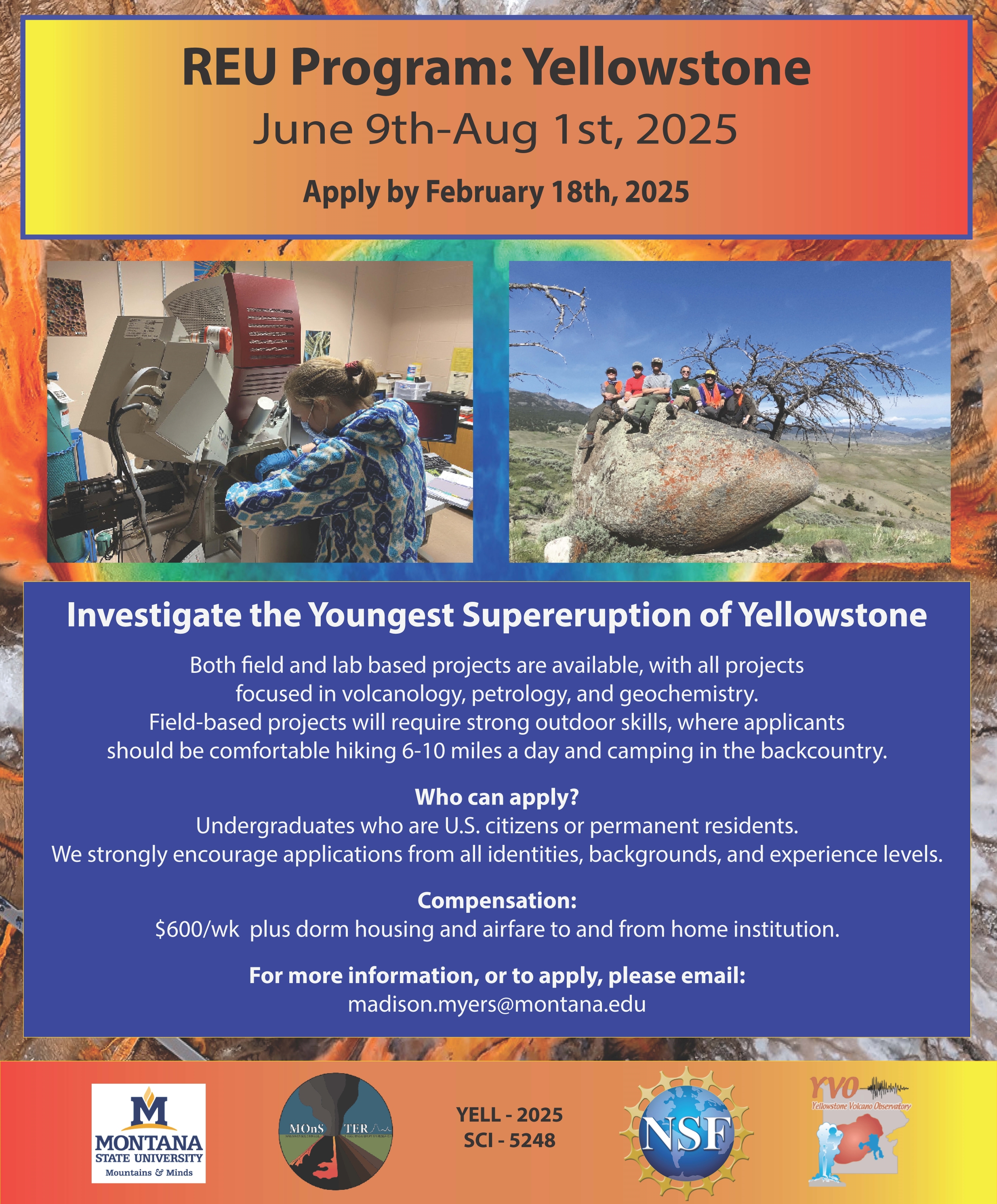 Yellowstone REU Opportunity - Summer 2025