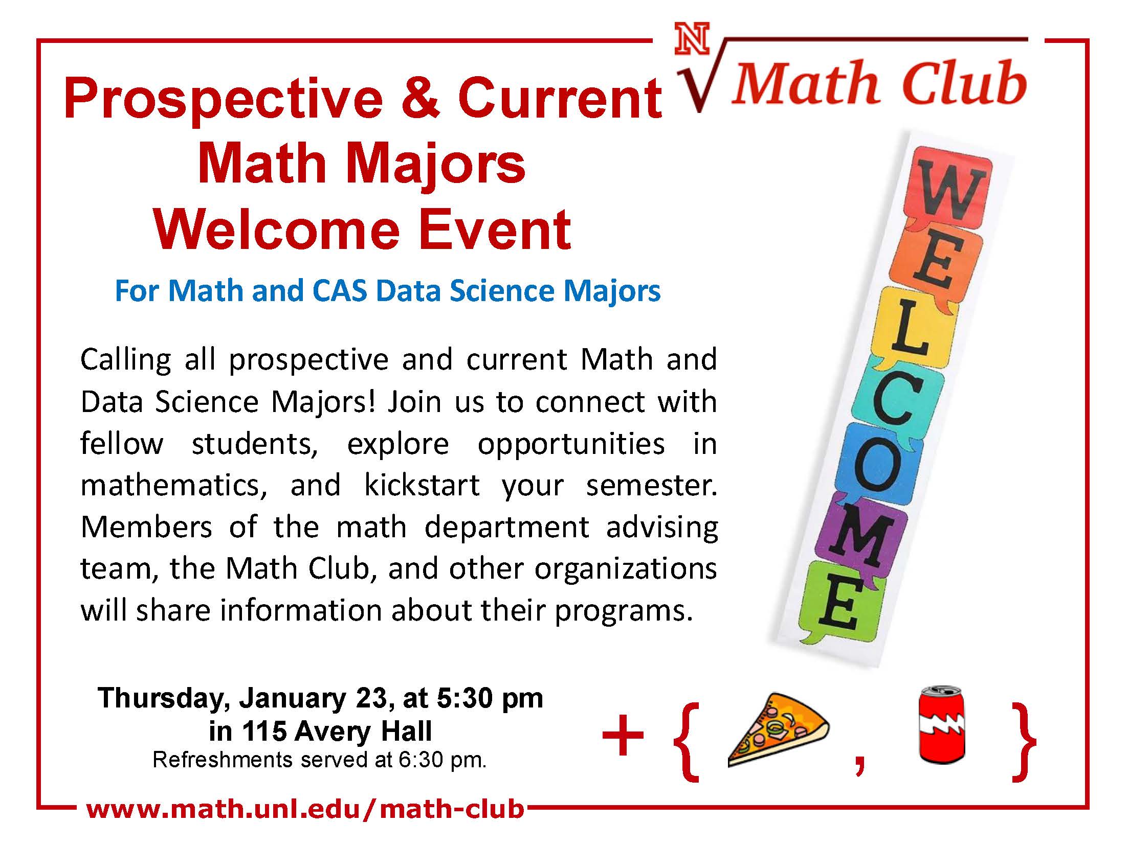 Math Department Spring Semester Welcome Event