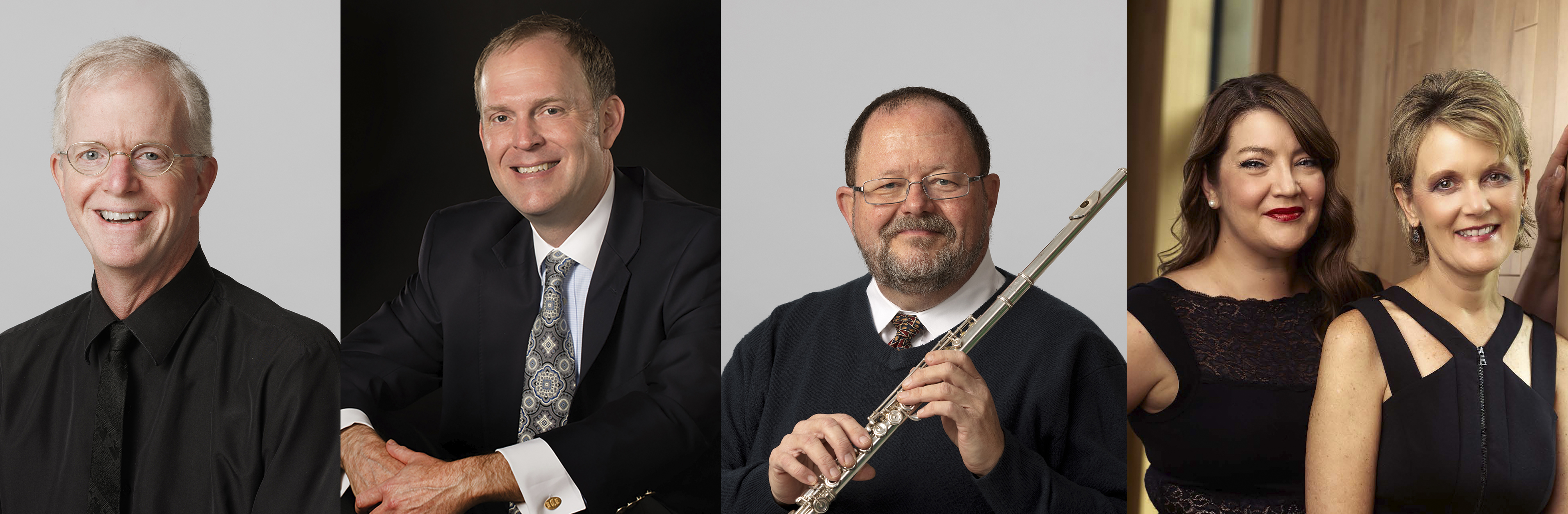 Left to right: Clark Potter, Mark Clinton, John Bailey, Jamie Reimer and Stacie Haneline will present "Concert Music of Ernest Gold" on Feb. 13 at 7:30 p.m. in Westbrook Music Building Rm. 119.