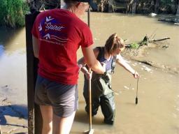 Newman Grove students testing creek water