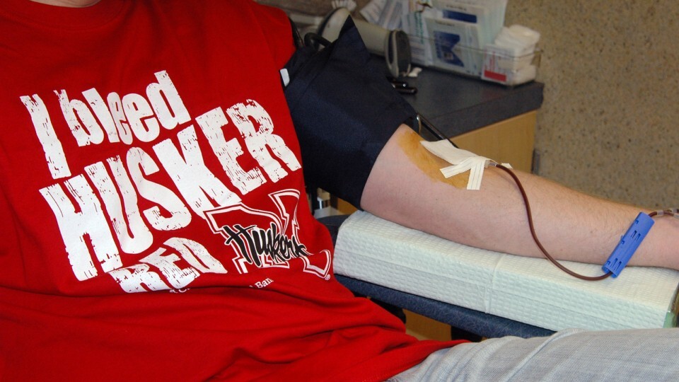 A student donates blood.