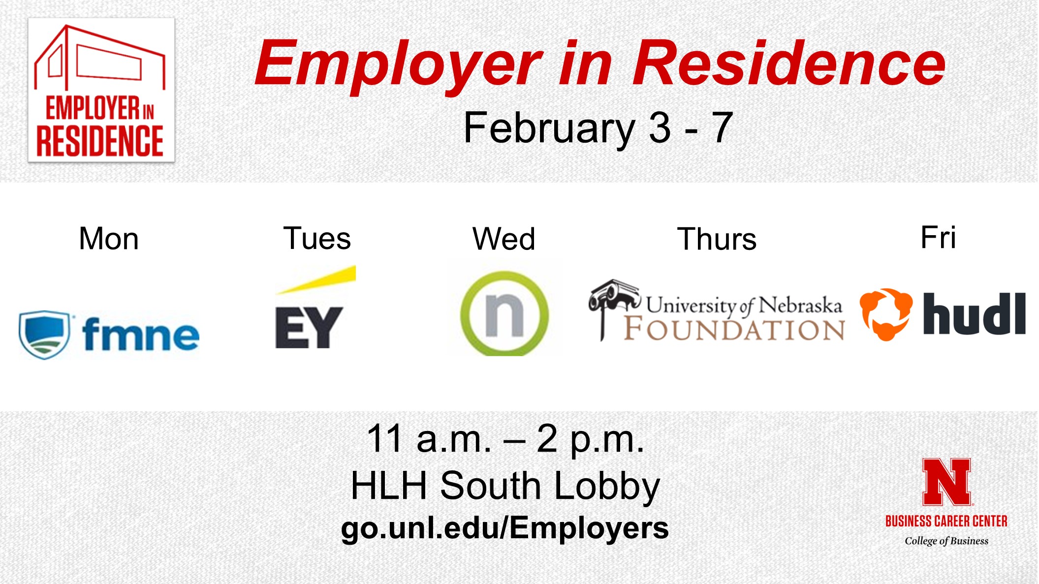 Employer in Residence | Schedule for February 3-7