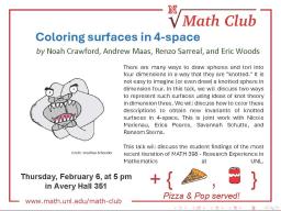 Math Club: Coloring Surfaces in 4-Space