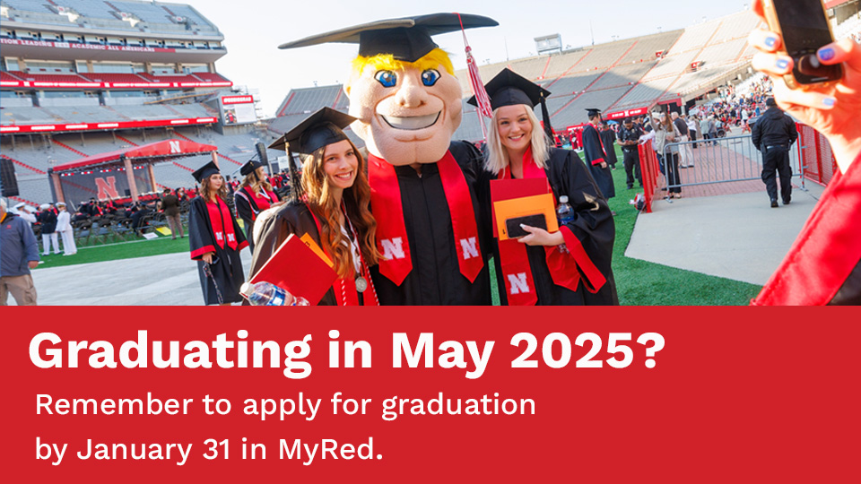 Apply for graduation in MyRed by January 31, 2025