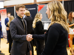 Career fair shaking hands