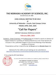 Nebraska Academic of Sciences (NAS) Annual Meeting Call for Papers