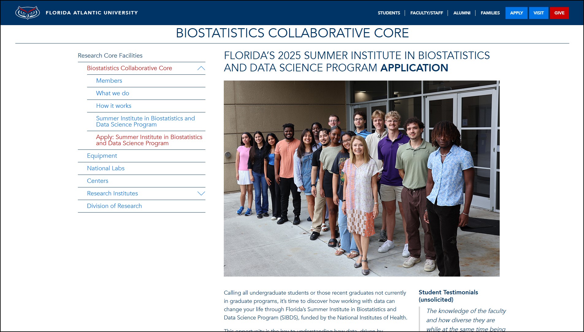 Florida Summer Institute in Biostatistics and Data Science (SIBDS) 2025