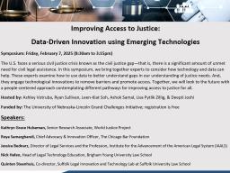 Improving Access to Justice: Data-Driven Innovation using Emerging Technologies Symposium