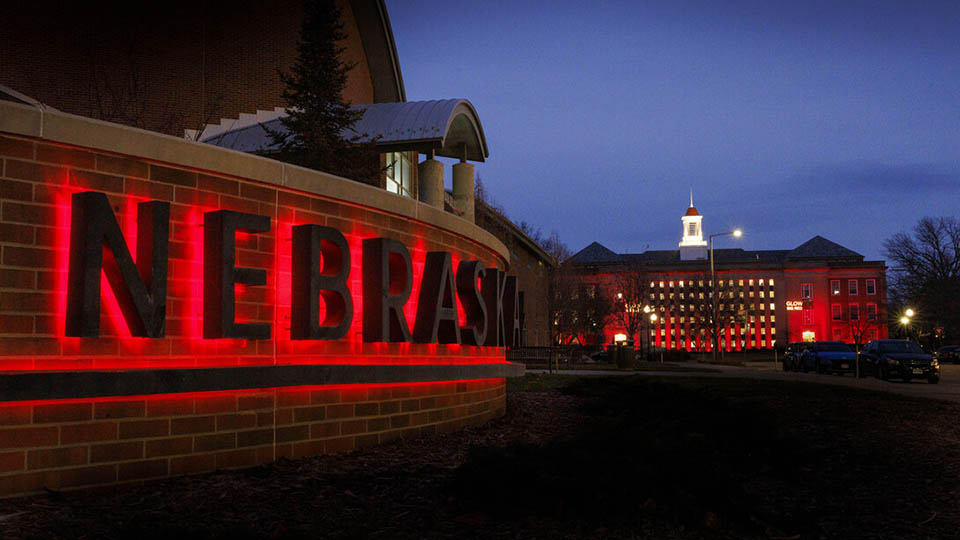 Glow Big Red — 24 Hours of Husker Giving runs from noon CST Feb. 12 to noon Feb. 13 CST. [Craig Chandler | University Communication and Marketing]