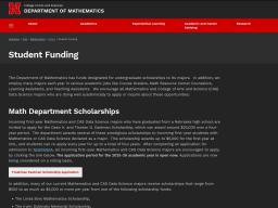 Math Department Scholarship Application for 2025-26