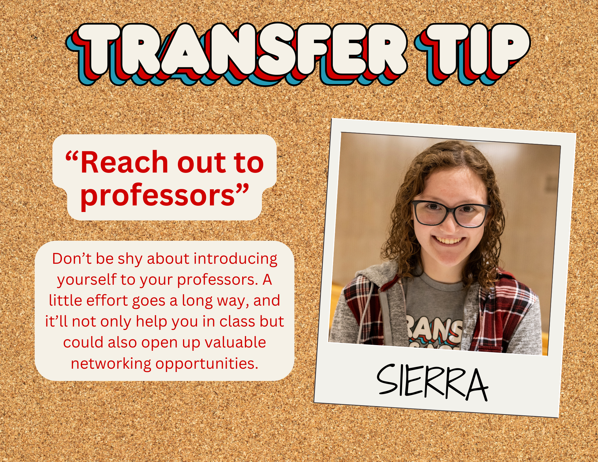 Sierra is a transfer student and peer mentor with CAST. Match with your own peer mentor at success.unl.edu/transfer