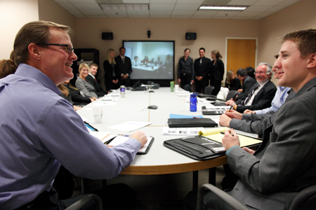 Union Pacific representatives meet with marketing students