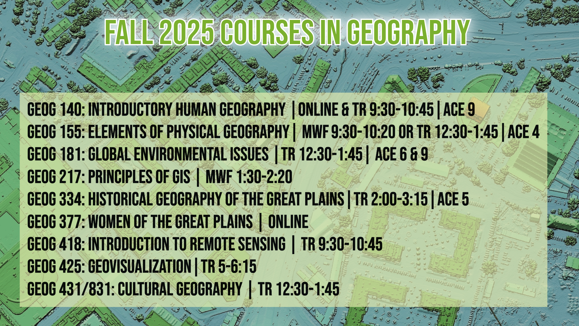 Fall 2025 Geography Courses