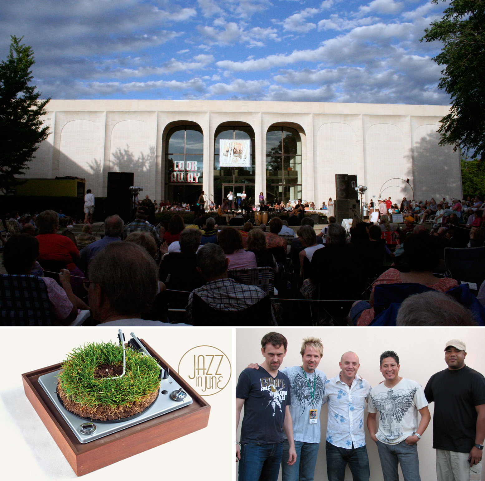 The group TIZER (lower right) opens the annual Jazz in June schedule at the Sheldon Museum of Art (top) today.