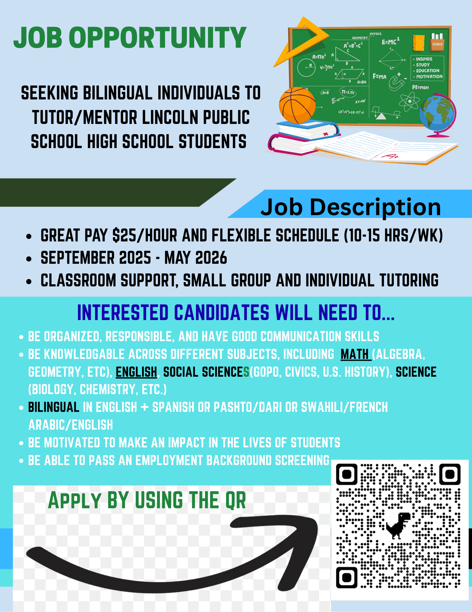 LPS Bilingual Tutoring Application Flyer