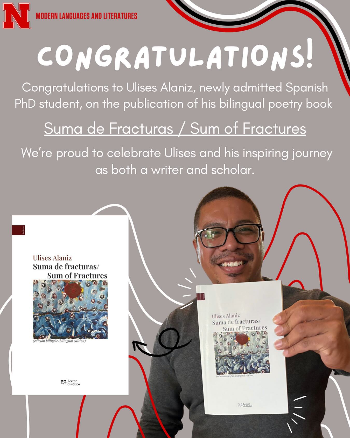 MODL department congratules Ulise for publication of his new poetry collection Sum of Fractures