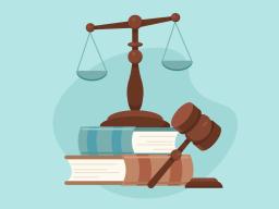 Legal scale and gavel with books