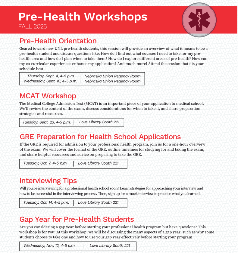 Pre-Health Workshops