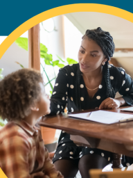 Picture of a woman talking with a child