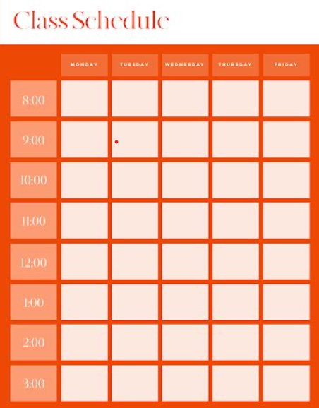 Blank class schedule